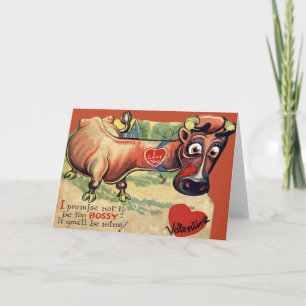 Carte Valentine Vache Retro vintage
