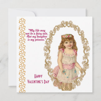 Carte Valentine Vintage Cadres or Rustique fille