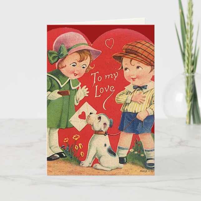 Carte Valentine vintage pour enfants (Devant)