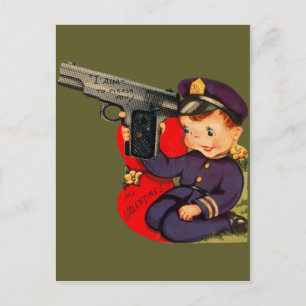Carte Valentine vintage Retro Cute Police Officier
