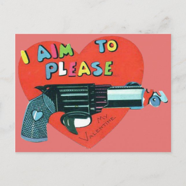 Carte Valentine vintage Retro Gun (Devant)