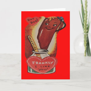 Carte Valentine vintage Retro Hot Dog