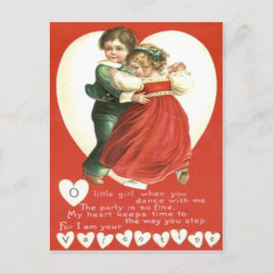 Carte Valentine vintage Retro Little Kids Dancing