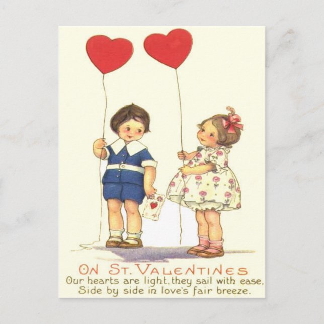 Carte Valentine vintage Retro pour enfants (Devant)