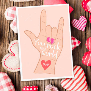 Carte Valentine vous rock my world mignon illustration