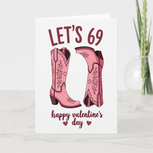 Carte Valentines 69 Pink Boots Card (Devant)