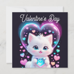 Carte Valentines adorable chat mignon Saint-Valentin