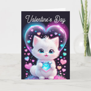 Carte Valentines adorable chat mignon Saint-Valentin
