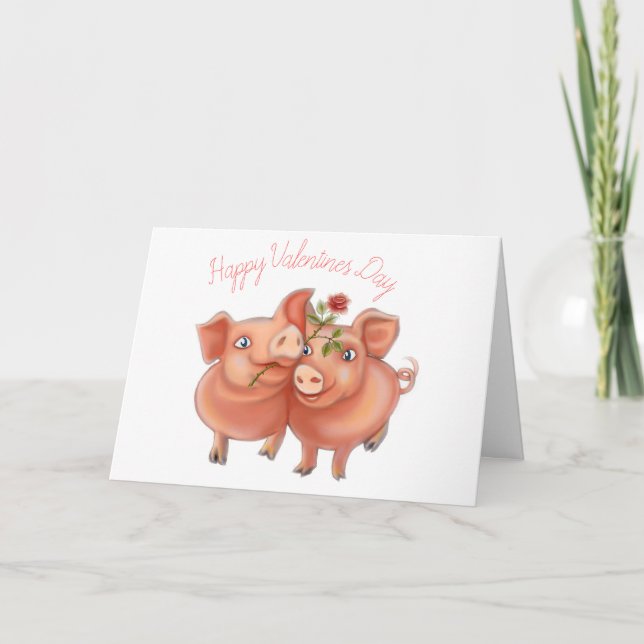 carte valentines avec des cochons drôles (Devant)