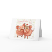 carte valentines avec des cochons drôles