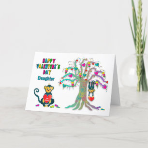 Carte Valentine's Daughter Kids Monkey Heart Tree Fun Ca