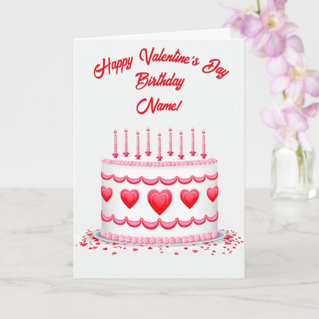 Carte Valentine's Day Birthday Cake Customizable Candles (Orchidée)