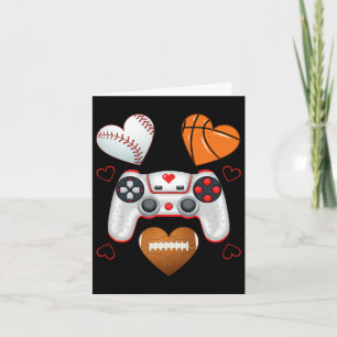 Carte Valentines Day Boys Hommes Coeurs Jeu Basketball B