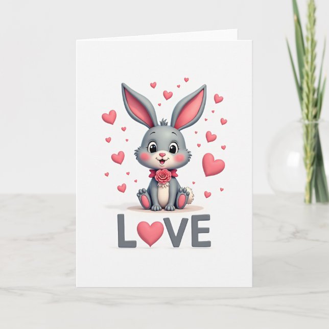 Carte Valentines Day Bunny Love Card (Devant)
