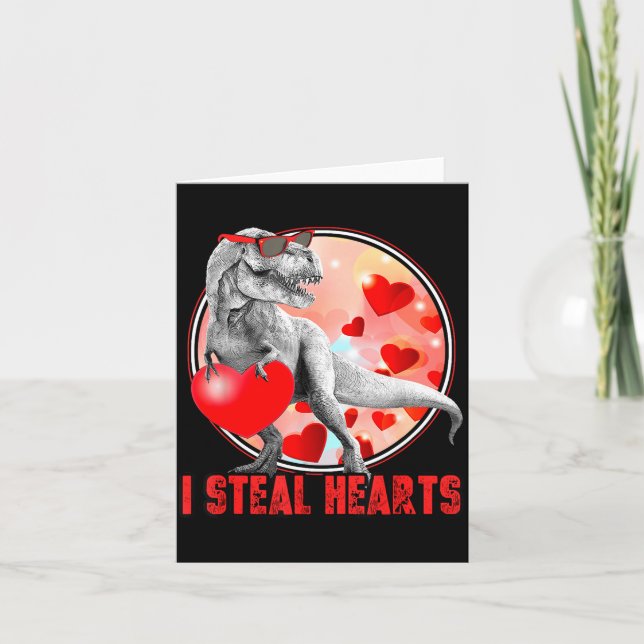 Carte Valentines Day Dinosaur T Rex I Steal Hearts Funny (Devant)