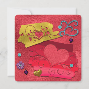 Carte Valentine's Day Faux Gold Foil Embellissements mig