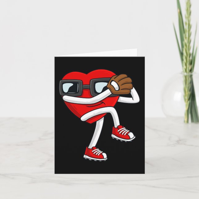 Carte Valentines Day Heart Baseball Pitcher Fun Boys Gir (Devant)