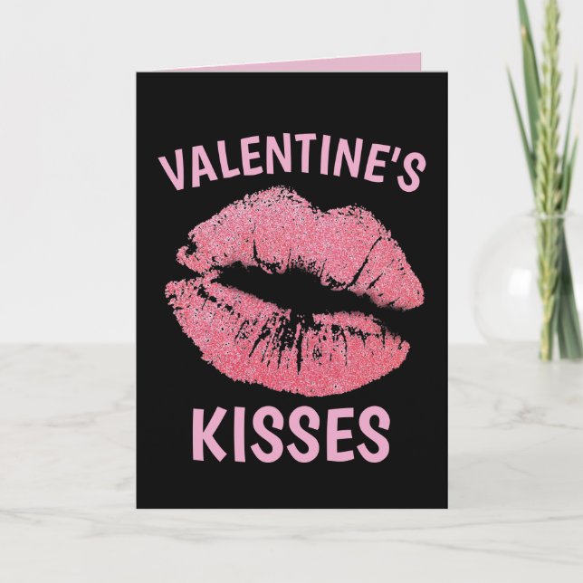CARTE VALENTINE'S DAY KISSES ROMANTIC GREETING CARD (Devant)