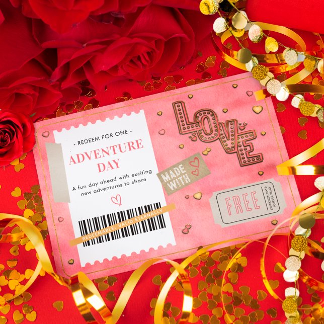 Carte Valentine's Day Love Couples Adventure Day Coupon (Créateur téléchargé)
