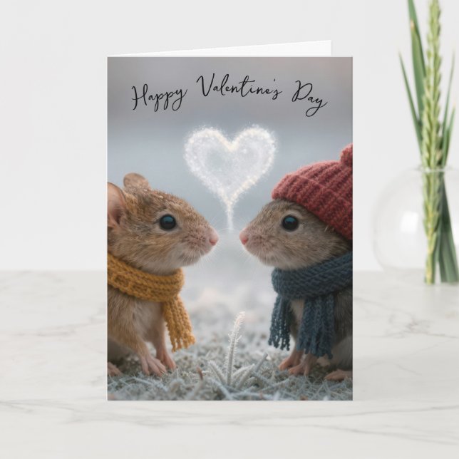 Carte Valentine's Day Mice With a Frosty Heart (Devant)
