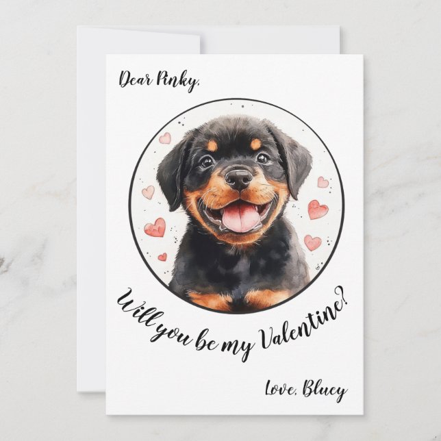 Carte Valentine's Day personnalisable Rottweiler (Devant)