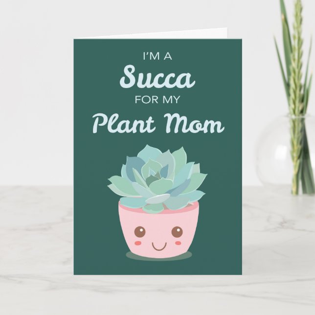 Carte Valentines Day pour maman Plante avec Kawaii Succu (Devant)