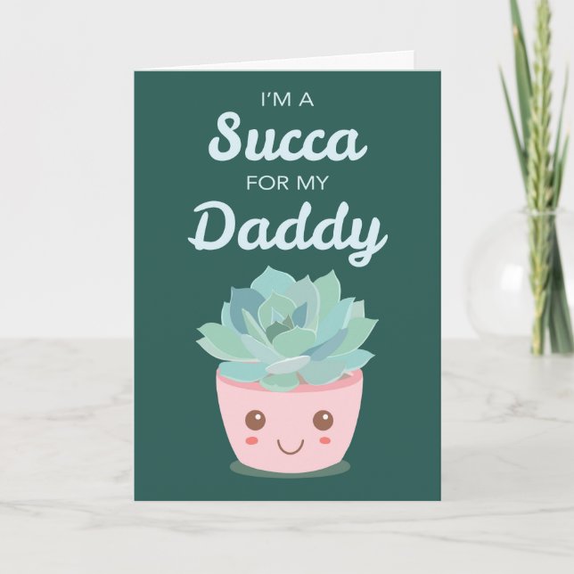 Carte Valentines Day pour mon papa avec Kawaii Succulent (Devant)
