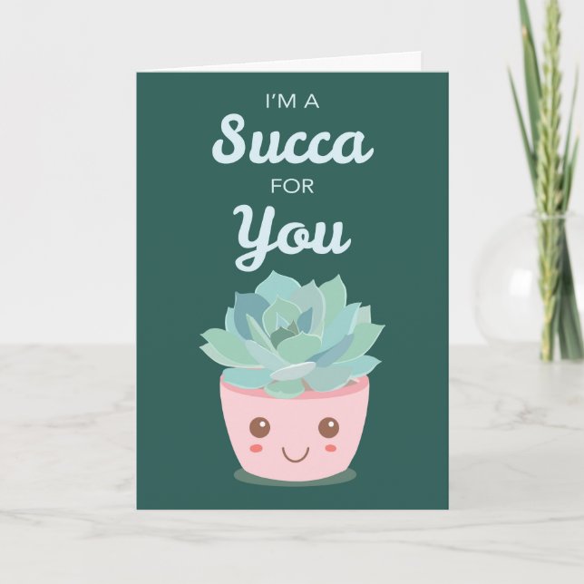 Carte Valentines Day pour vous avec Kawaii Succulent (Devant)
