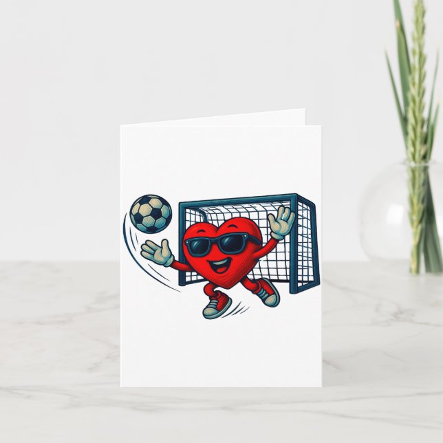 Carte Valentines Day Soccer Goalkeeper Funny Heart Boys  (Devant)