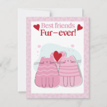 Carte Valentines de chats roses pour les meilleurs