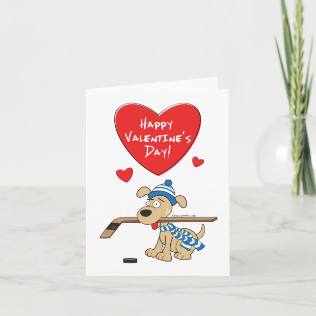 Carte Valentines de chien de hockey (Devant)