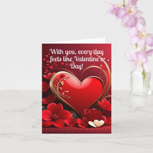 Carte Valentines de coeur Red-Gold (Orchidée)