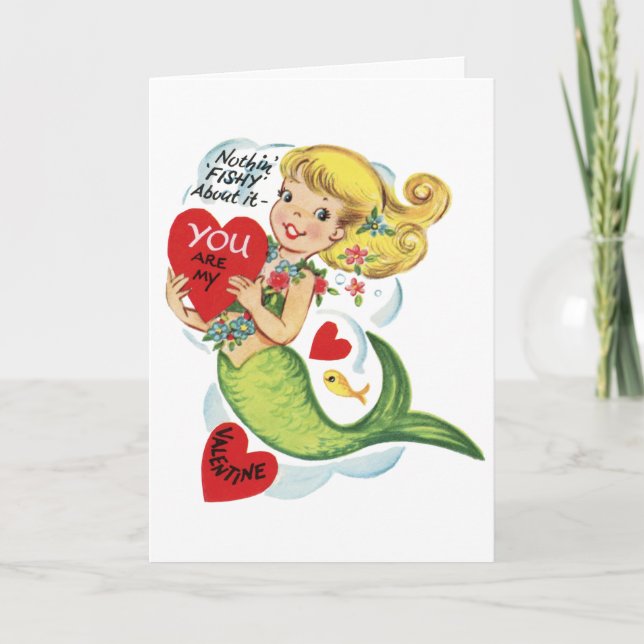 Carte Valentines de sirène rétro (Devant)