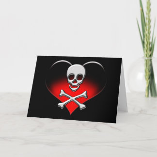 Carte Valentines du crâne et du coeur