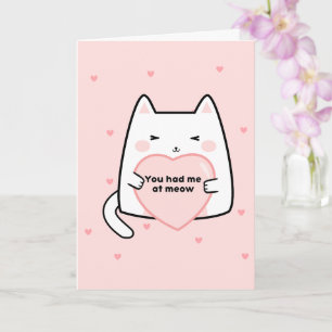 Carte Valentines jour chat coeur rose vous m'avez eu à m