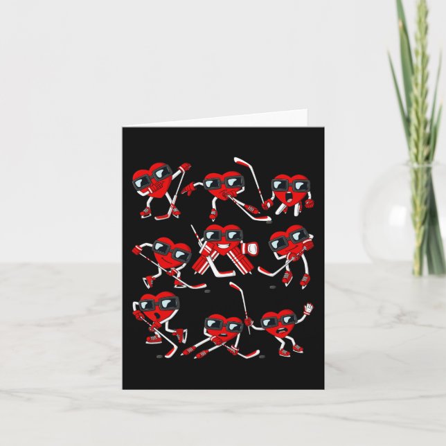 Carte Valentines Jour Coeur de glace Joueur de hockey Jo (Devant)