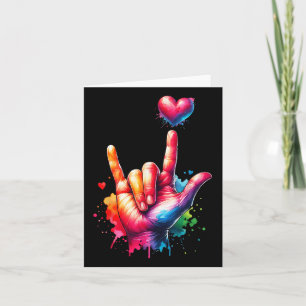 Carte Valentines Jour Coloré Asl I Love You Heart Femmes