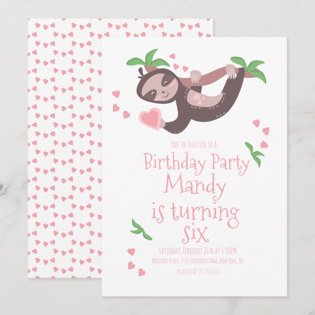 Carte Valentines Jour Fête Anniversaire Coeurs rose (Devant / Derrière)
