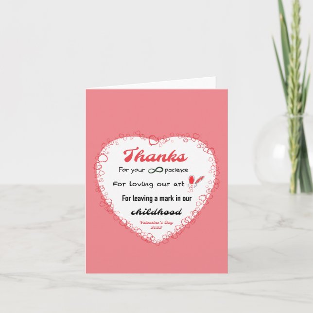 Carte Valentines journée pour les enseignants (Devant)
