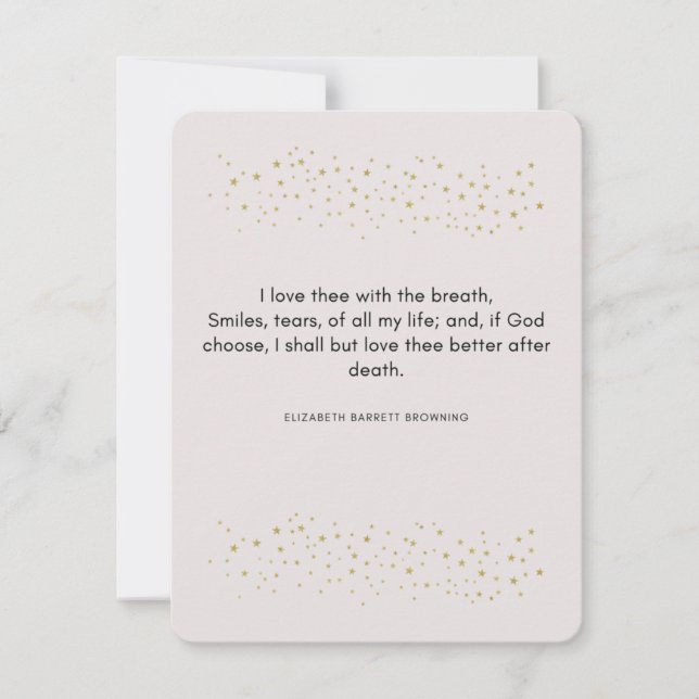 Carte Valentine's Love poem, Elizabeth Barrett Browning (Devant)