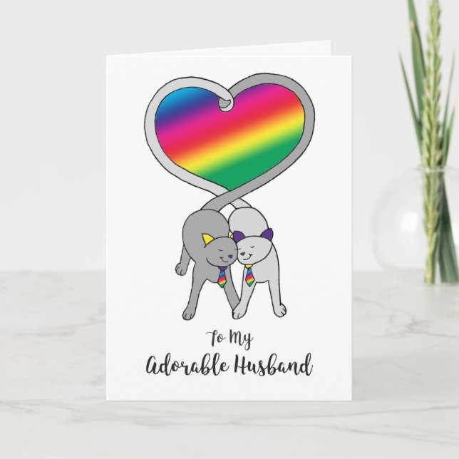 Carte Valentines Maris Gay Rainbow Cats Card (Devant)