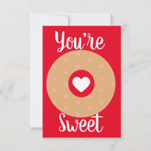 Carte Valentines modernes Coeurs Donut rose rouge
