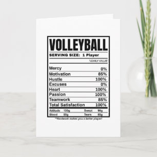 Carte Valeur nutritive du volleyball