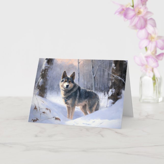 Carte Vallhund suédois Laisser neiger Noël (Orchidée)