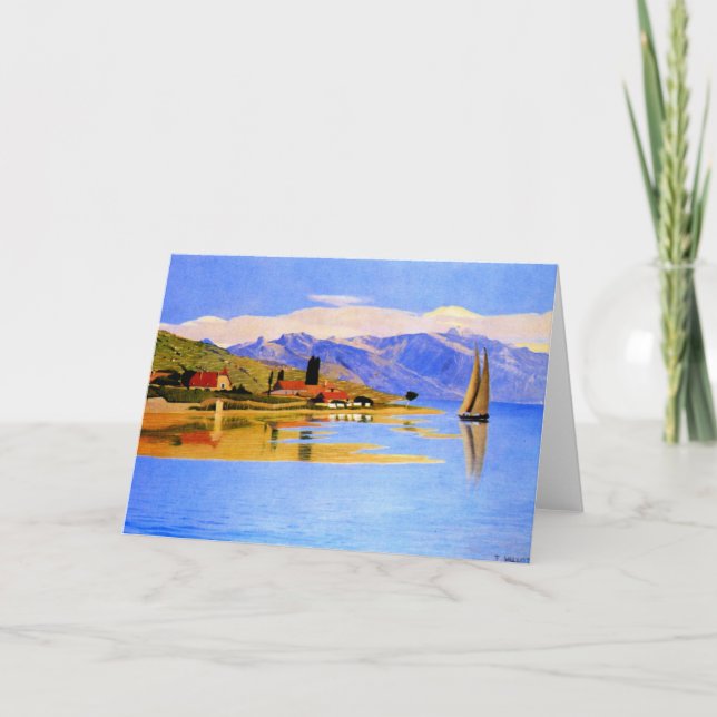 Carte Vallotton - Le port de Pully, peinture d'art (Devant)