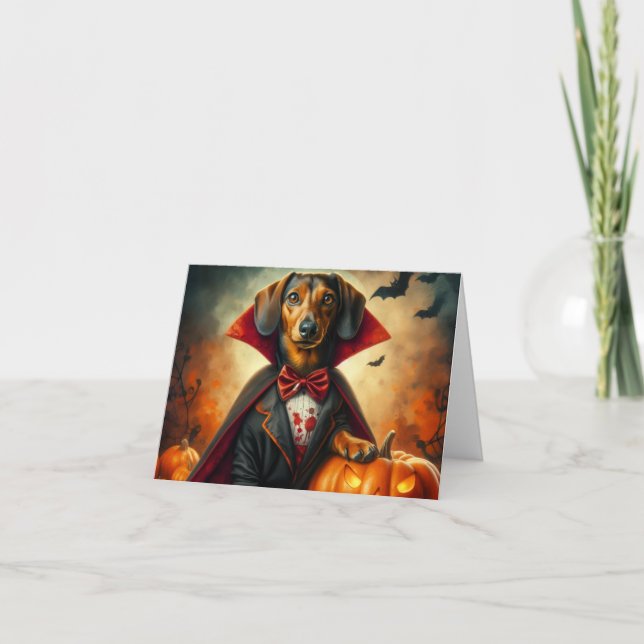 Carte Vampire Dachshund Halloween (Devant)