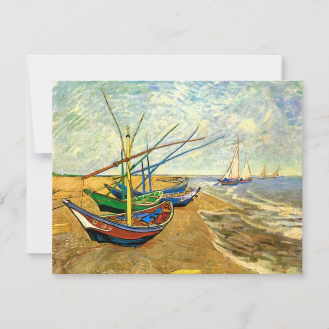 Carte Van Gogh Bateaux de pêche sur la plage de Saintes  (Devant)