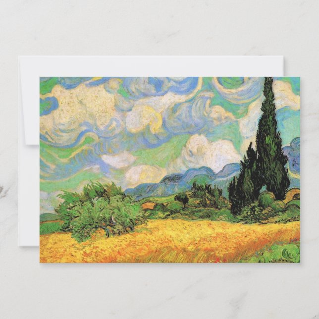 Carte Van Gogh Champ de blé w Cyprès à Haute Galline (Devant)