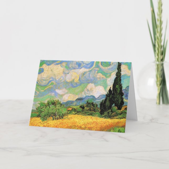 Carte Van Gogh Champ de blé w Cyprès à Haute Galline (Devant)