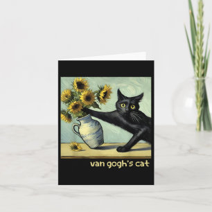 Carte Van Gogh Chat noir avec Sunflowers Funky Chat Pein